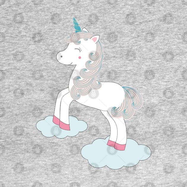 Cute unicorn and clouds by grafart